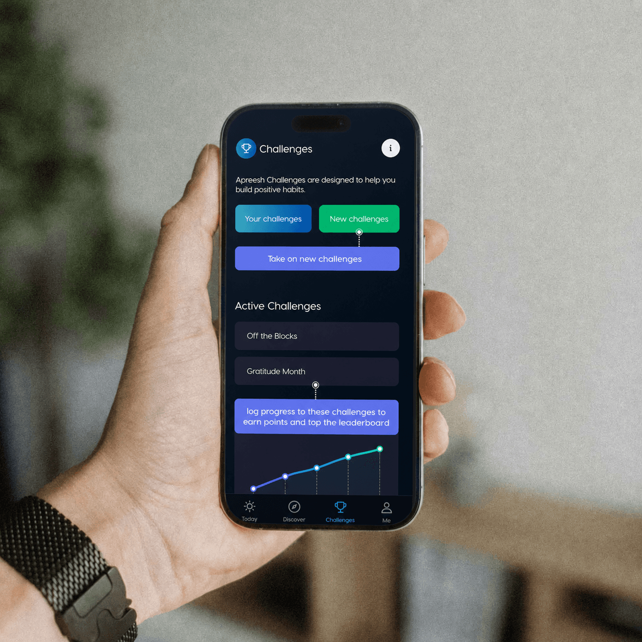 Apreesh challenge tracking on a phone