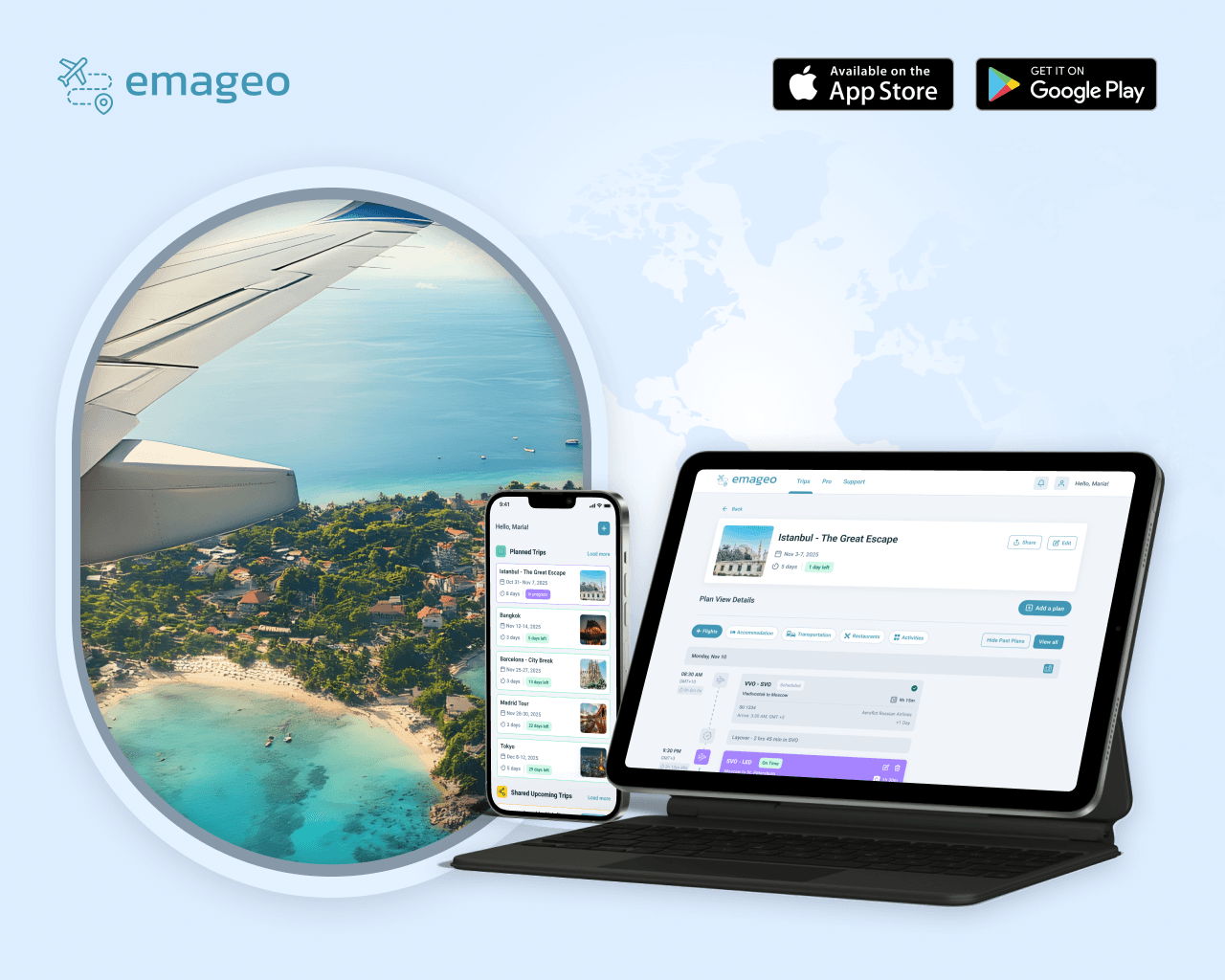 Emageo travel-planning product composition