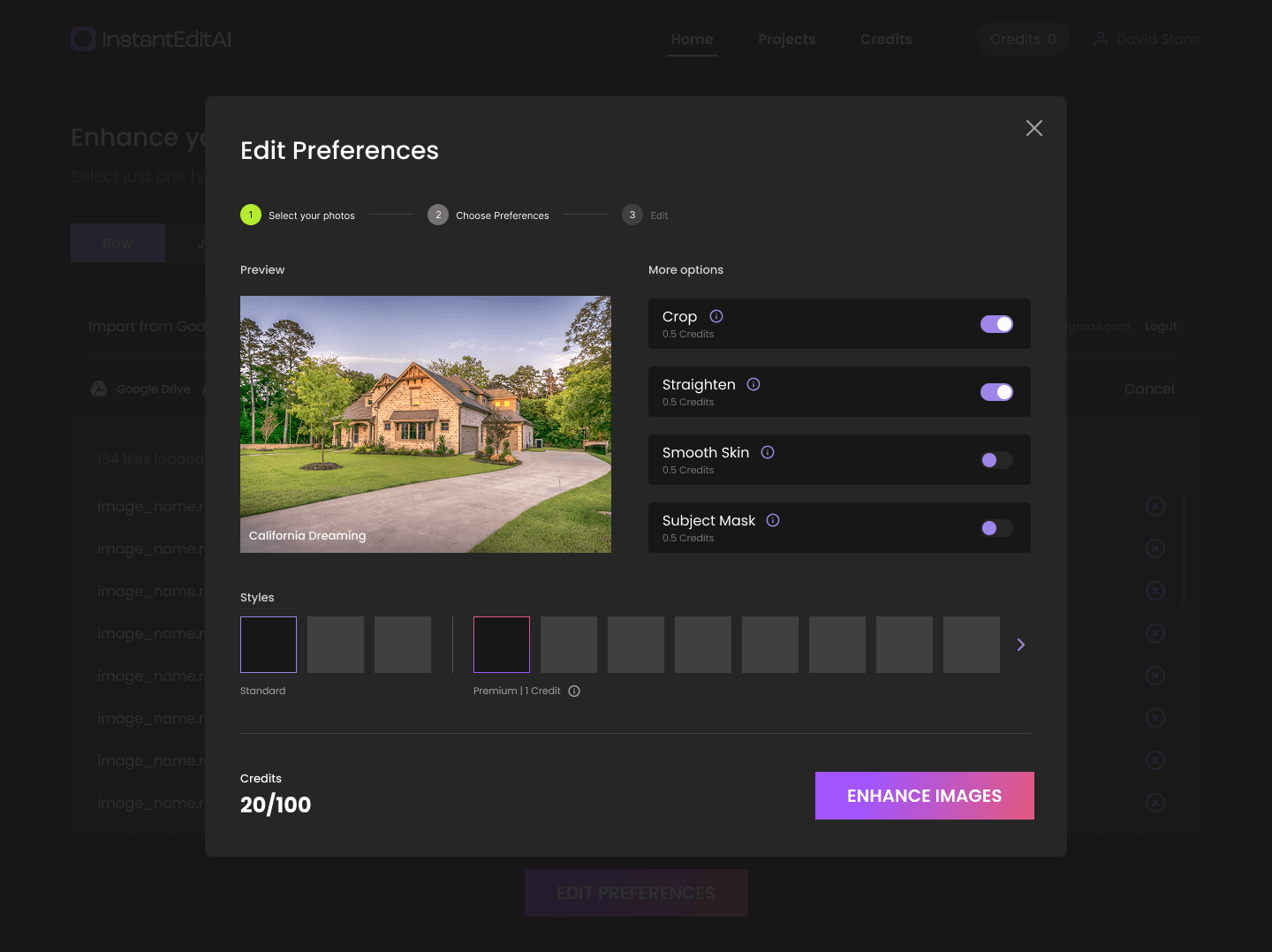 InstantEdit editing preferences