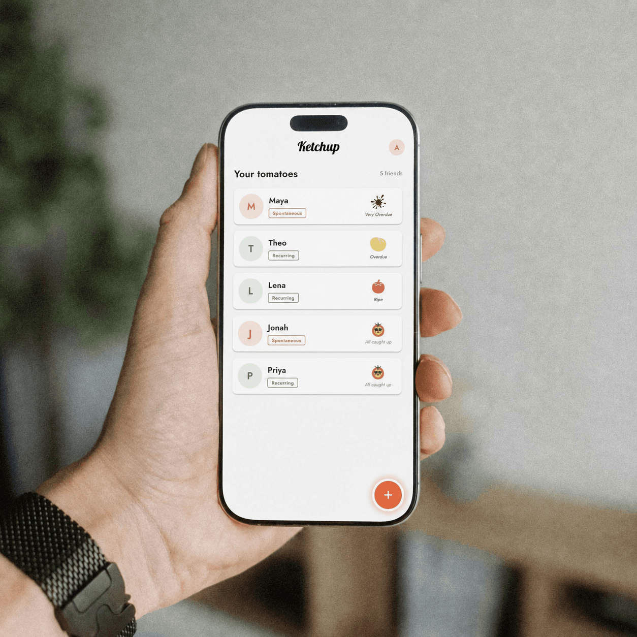 Ketchup mobile app shown in a premium phone mockup