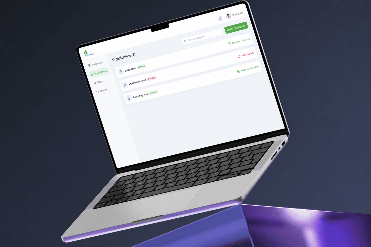 RageTech assessment administration platform on a laptop