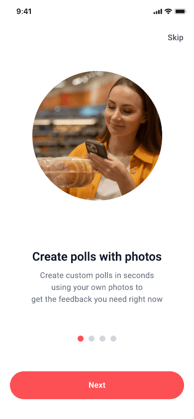 Chuuzer onboarding photo polls screen