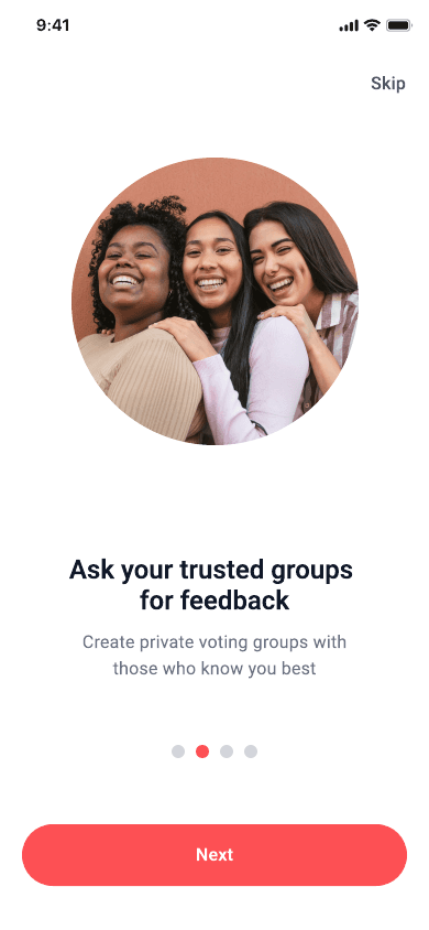 Chuuzer onboarding trusted groups screen