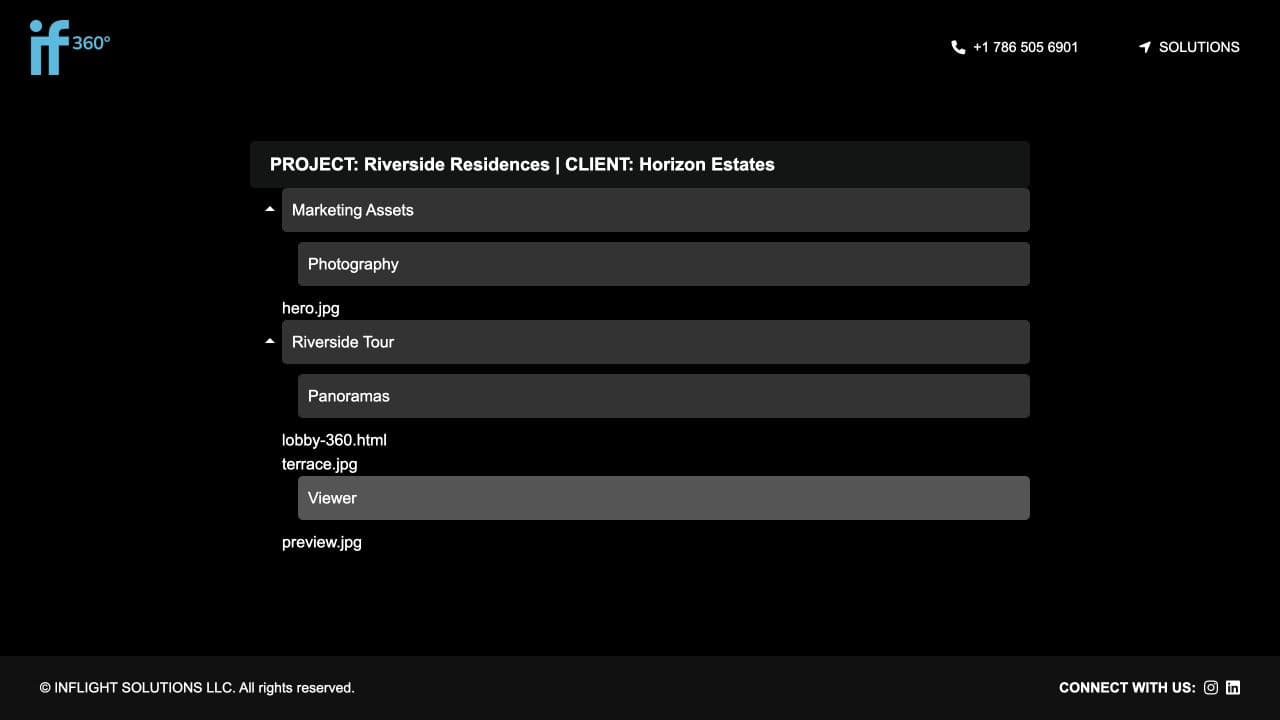 Inflight360 dark client-facing project manager