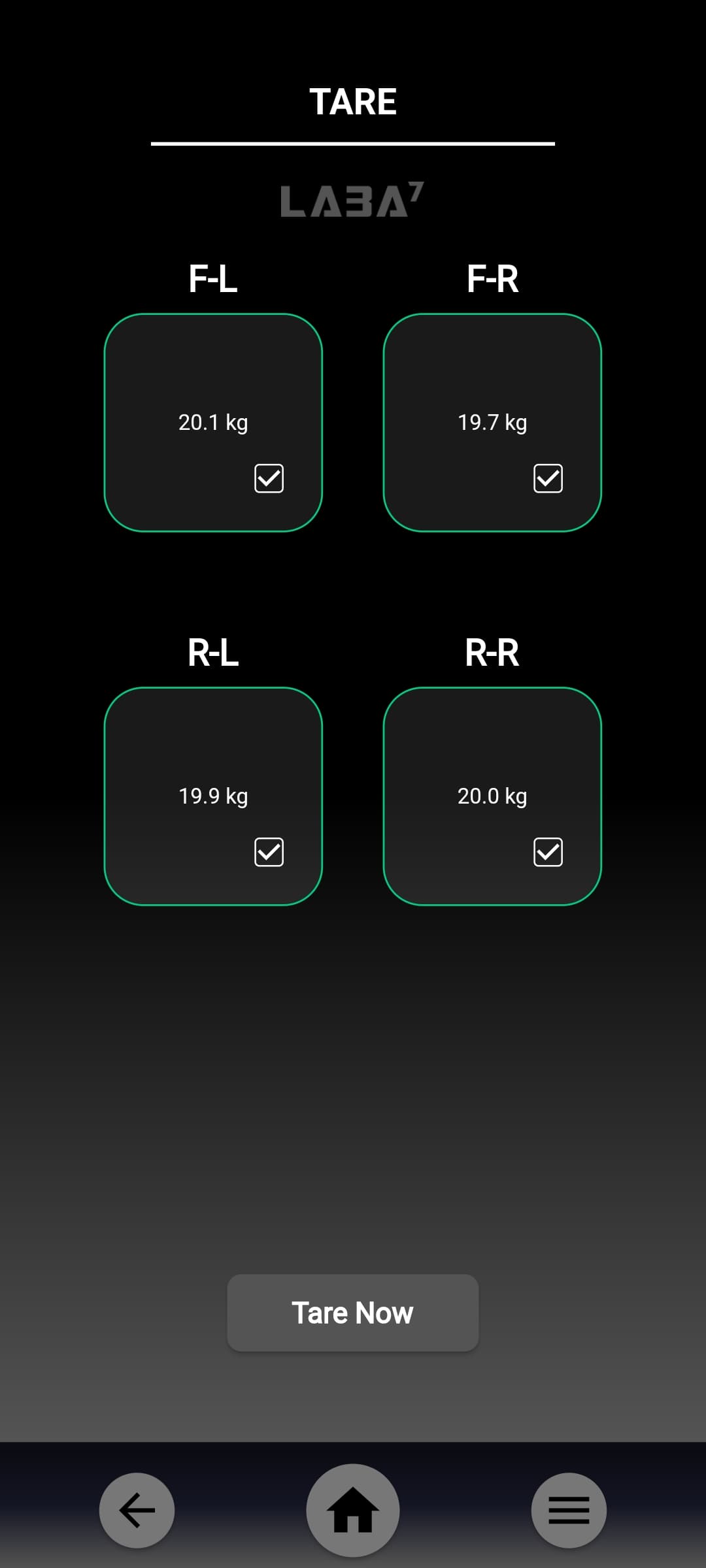 LABA7 tare screen