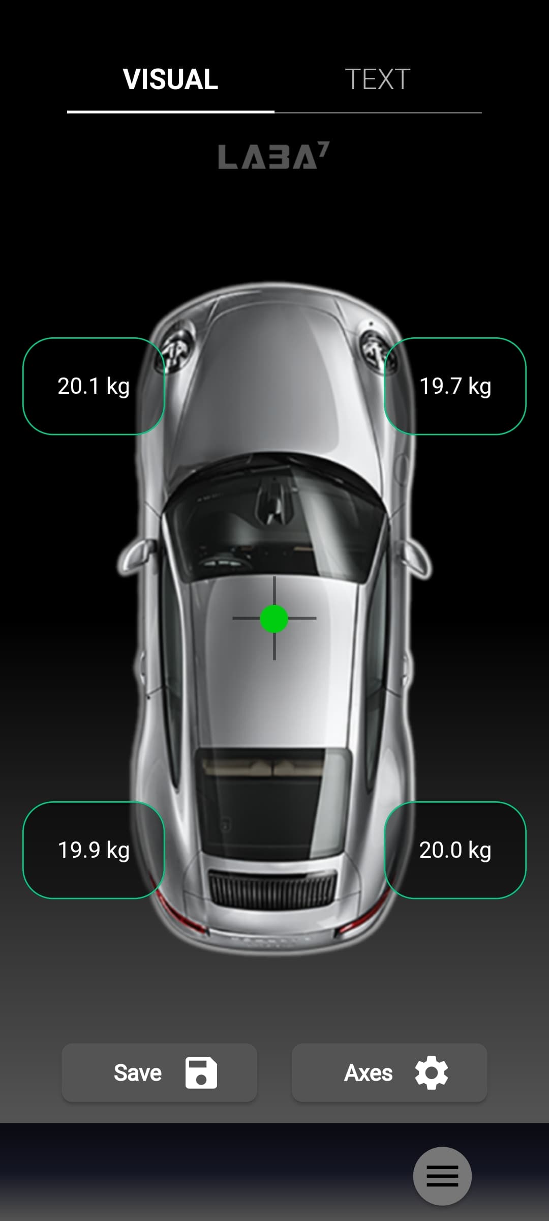 LABA7 vehicle balance screen