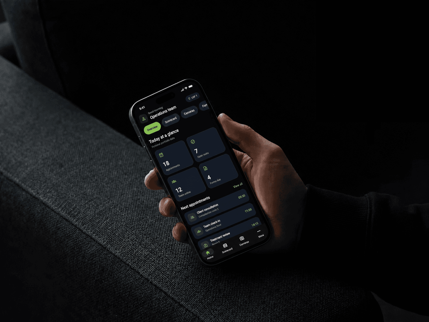 LOF Xpress operations dashboard on a phone