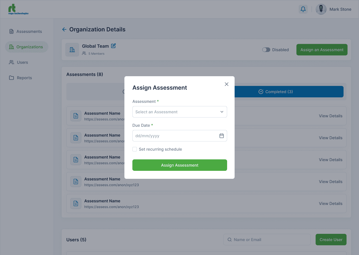 RageTech assessment assignment