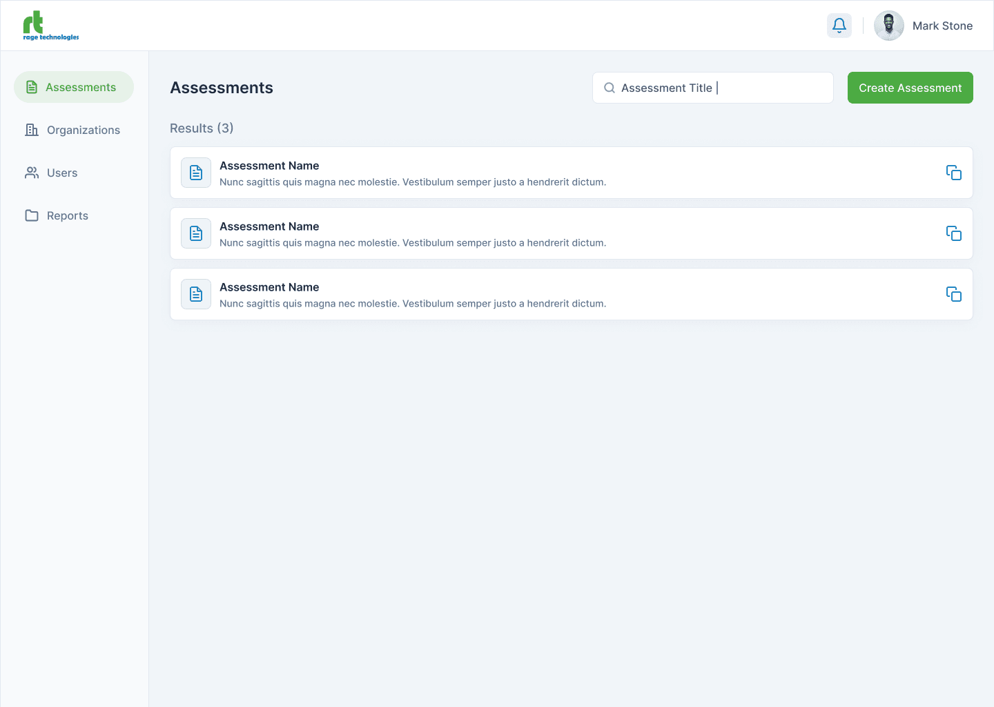 RageTech assessment search
