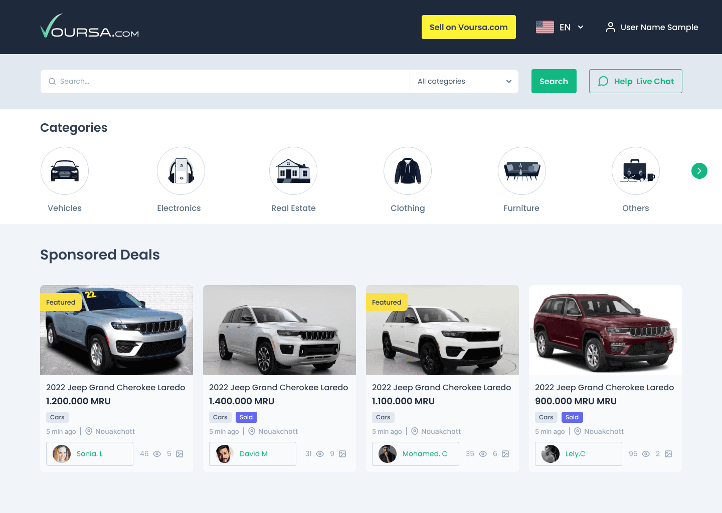 Voursa marketplace home